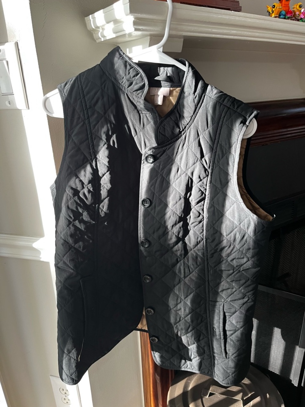 J. Jill Quilted Black Button-Front Vest